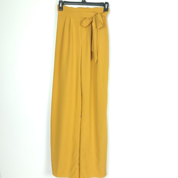 yellow flare trousers